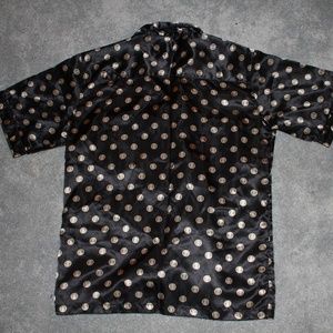 Robert Lois Sz S Silk Shirt 87348 Black and Gold